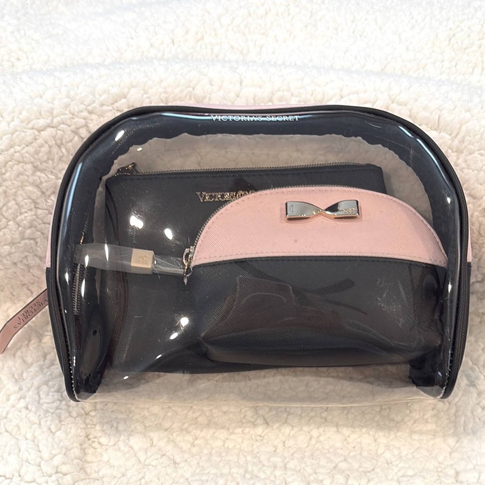 Victoria’s Secret | 3pc Black & Pink Cosmetic Bag